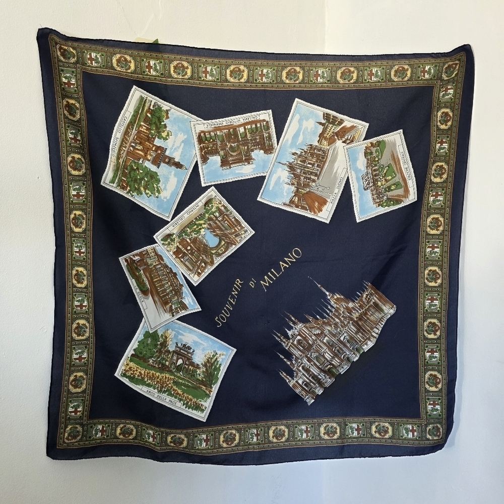 Vintage Souvenir Scarf Milano Milan Italy